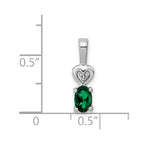 Sterling Silver Rhodium-plated Created Emerald & Diam. Pendant