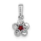 Sterling Silver Rhodium-plated Floral Garnet Pendant