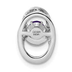 Sterling Silver Rhodium Amethyst Birthstone Vibrant Chain Slide