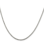 Sterling Silver Rhodium-plated 1.7mm 8 Sided Mirror Box Chain