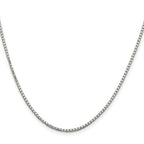 Sterling Silver Rhodium-plated 1.7mm 8 Sided w/2in ext. Mirror Box Chain