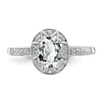 Sterling Silver Rhodium-plated Diam. & White Topaz Ring