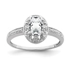 Sterling Silver Rhodium-plated Diam. & White Topaz Ring
