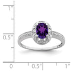 Sterling Silver Rhodium-plated Diam. & Amethyst Ring