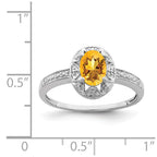 Sterling Silver Rhodium-plated Diam. & Citrine Ring