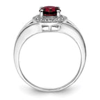 Sterling Silver Rhodium-plated Diam. & Garnet Ring