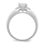 Sterling Silver Rhodium-plated Diam. & Created Opal Ring
