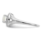 Sterling Silver Rhodium-plated Diam. & Created Opal Ring