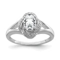 Sterling Silver Rhodium-plated Diam. & White Topaz Ring