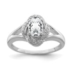 Sterling Silver Rhodium-plated Diam. & White Topaz Ring