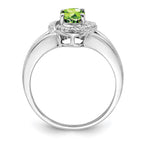 Sterling Silver Rhodium-plated Diam. & Peridot Ring