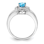 Sterling Silver Rhodium-plated Diam. & Blue Topaz Ring