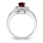 Sterling Silver Rhodium-plated Diam. & Garnet Ring
