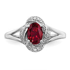 Sterling Silver Rhodium-plated Diam. & Created Ruby Ring