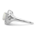 Sterling Silver Rhodium-plated Diam. & Created Opal Ring