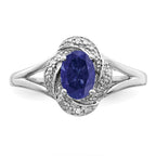 Sterling Silver Rhodium-plated Diam. & Created Sapphire Ring