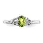 Sterling Silver Rhodium-plated Peridot Ring