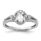 Sterling Silver Rhodium-plated White Topaz & Diam. Ring