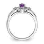 Sterling Silver Rhodium-plated Amethyst & Diam. Ring
