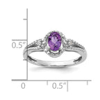 Sterling Silver Rhodium-plated Amethyst & Diam. Ring