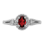 Sterling Silver Rhodium-plated Garnet & Diam. Ring