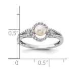 Sterling Silver Rhodium-plated FW Cultured Pearl & Diam. Ring