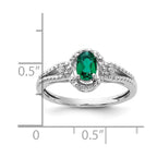 Sterling Silver Rhodium-plated Created Emerald & Diam. Ring