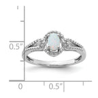 Sterling Silver Rhodium-plated Created Opal & Diam. Ring