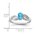 Sterling Silver Rhodium-plated Light Swiss Blue Topaz Ring