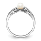 Sterling Silver Rhodium-plated FW Cultured Pearl Ring