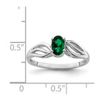Sterling Silver Rhodium-plated Created Emerald Ring
