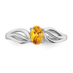 Sterling Silver Rhodium-plated Citrine Ring
