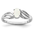 Sterling Silver Rhodium-plated Created Opal Ring