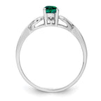 Sterling Silver Rhodium-plated Created Emerald Ring