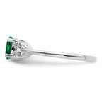Sterling Silver Rhodium-plated Created Emerald Ring
