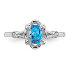 Sterling Silver Rhodium-plated Light Swiss Blue Topaz & Diam. Ring