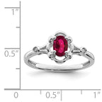 Sterling Silver Rhodium-plated Created Ruby & Diam. Ring