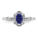 Sterling Silver Rhodium-plated Created Sapphire & Diam. Ring