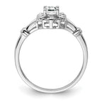 Sterling Silver Rhodium-plated White Topaz & Diam. Ring