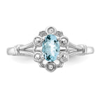 Sterling Silver Rhodium-plated Aquamarine & Diam. Ring