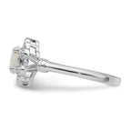 Sterling Silver Rhodium-plated Created Opal & Diam. Ring