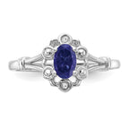 Sterling Silver Rhodium-plated Created Sapphire & Diam. Ring