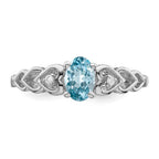 Sterling Silver Rhodium-plated Swiss Blue Topaz & Diam. Ring