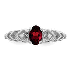Sterling Silver Rhodium-plated Garnet & Diam. Ring