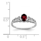 Sterling Silver Rhodium-plated Garnet & Diam. Ring
