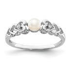 Sterling Silver Rhodium-plated FW Cultured Pearl & Diam. Ring