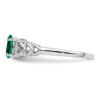 Sterling Silver Rhodium-plated Created Emerald & Diam. Ring
