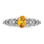 Sterling Silver Rhodium-plated Citrine & Diam. Ring