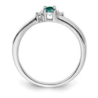 Sterling Silver Rhod-plated Created Alexandrite/Diamond Birthstone Ring