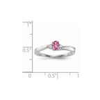 Sterling Silver Rhodium-plated Pink CZ & Diamond Birthstone Ring